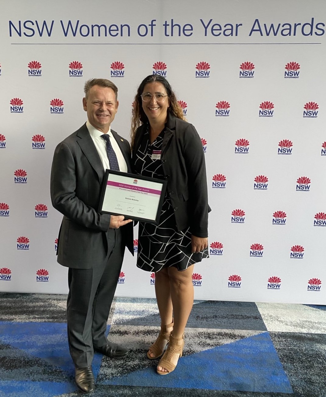 Belinda Mckinlay and Warren Kirby at the 2025 Women of the Year Awards